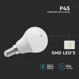LED λάμπα E14 P45 SMD 3.7W θερμό λευκό 3000K V-TAC – 214123