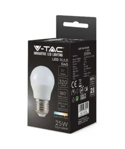 LED λάμπα E27 G45 SMD 3.7W ψυχρό λευκό 6500K V-TAC – 214207
