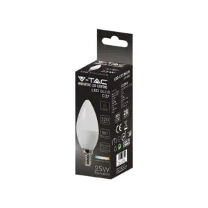 LED λάμπα E14 κερί SMD 3.7W θερμό λευκό 3000K V-TAC – 214216
