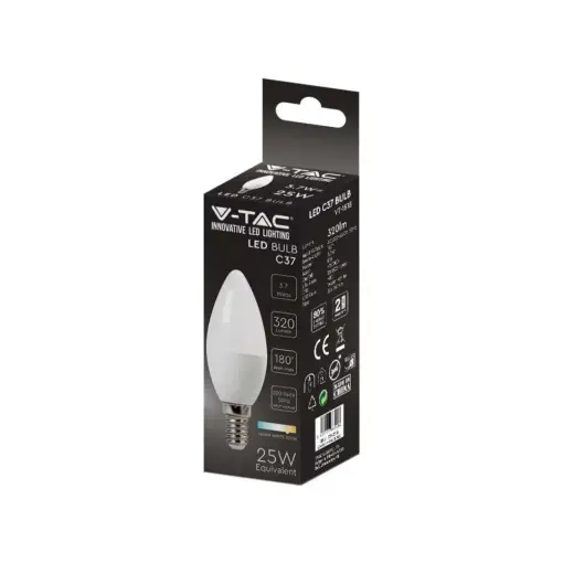LED λάμπα E14 κερί SMD 3.7W θερμό λευκό 3000K V-TAC – 214216
