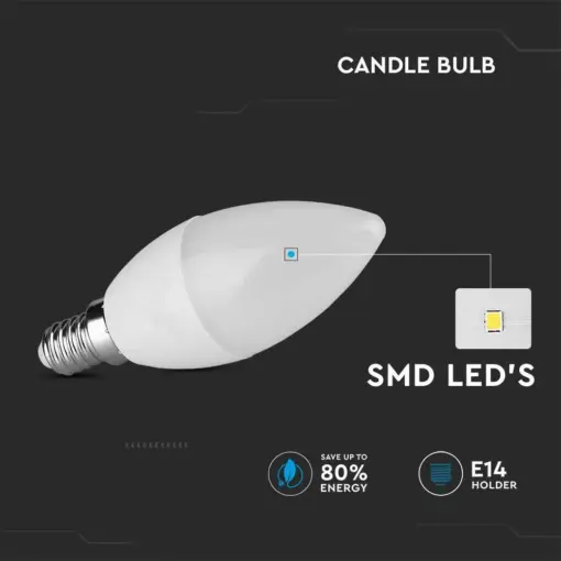 LED λάμπα E14 κερί SMD 3.7W φυσικό λευκό 4000K V-TAC – 214166