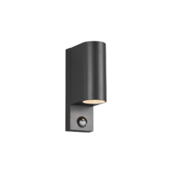 Φωτιστικό Τοίχου Trio Lighting ROYA 2x GU10 Ανθρακί Χυτό Αλουμίνιο IP44, Αισθητήρα κίνησης, Πάνω-κάτω φωτισμός – 214260242