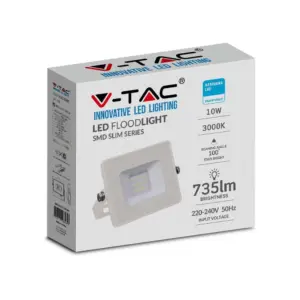 LED Προβολέας 10W V-TAC Samsung Chip Λευκός Αδιάβροχος IP65 Θερμό 3000K – 21427