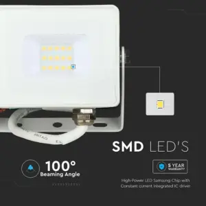 LED Προβολέας 10W V-TAC Samsung Chip Λευκός Αδιάβροχος IP65 Θερμό 3000K – 21427