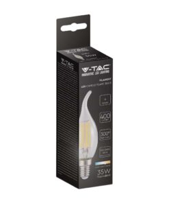 LED Λάμπα E14 4W Φλόγα Filament V-TAC 3000K – 214302