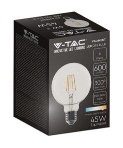 LED Λάμπα – 6W Filament E27 G95 Clear Cover V-TAC – 214305