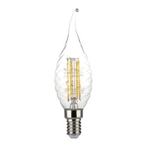 LED Λάμπα E14 4W Φλόγα με Ανάγλυφο Γυαλί Filament V-TAC 3000K – 214308