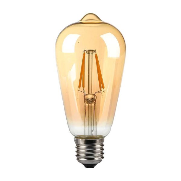 Λάμπα LED E27 ST64 Filament 4W θερμό λευκό 2200K γυαλί amber V-TAC - 214361