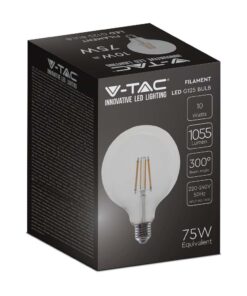 LED Λάμπα E27 G125 10W Filament V-TAC 1055lm Θερμό 3000K – 214422