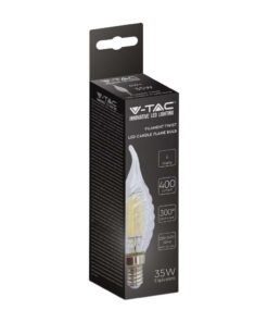 LED Λάμπα E14 4W Φλόγα Filament V-TAC Φυσικό 4000K – 214431