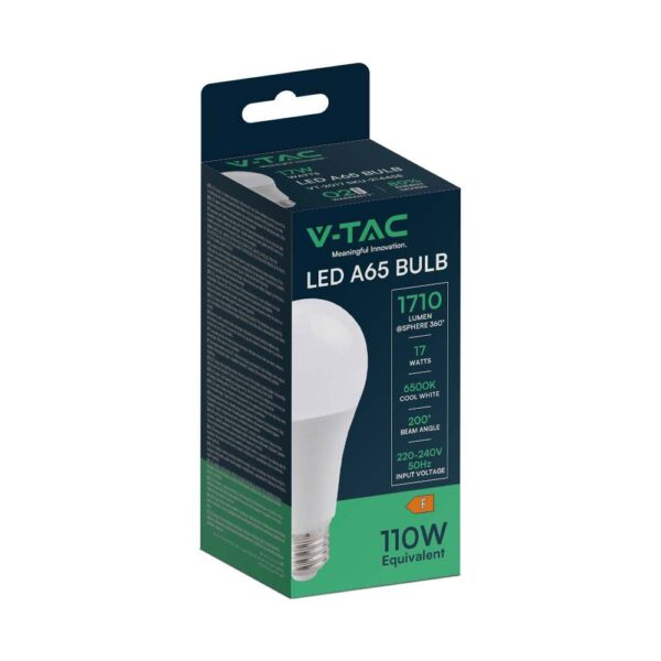 Λάμπα LED E27 A65 SMD 17W  3000K V-TAC – 214456