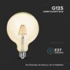 LED Λάμπα – 4W  Filament E27 G125 Amber Glass 2200K V-TAC – 214473