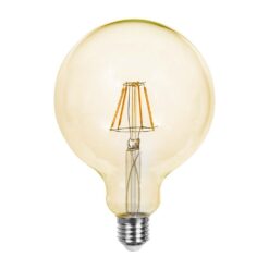 LED Λάμπα – 4W Filament E27 G125 Amber Glass 2200K V-TAC – 214473