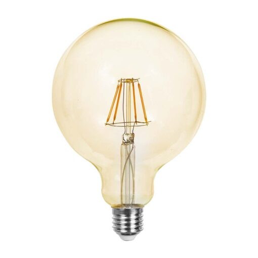 LED Λάμπα – 4W Filament E27 G125 Amber Glass 2200K V-TAC – 214473