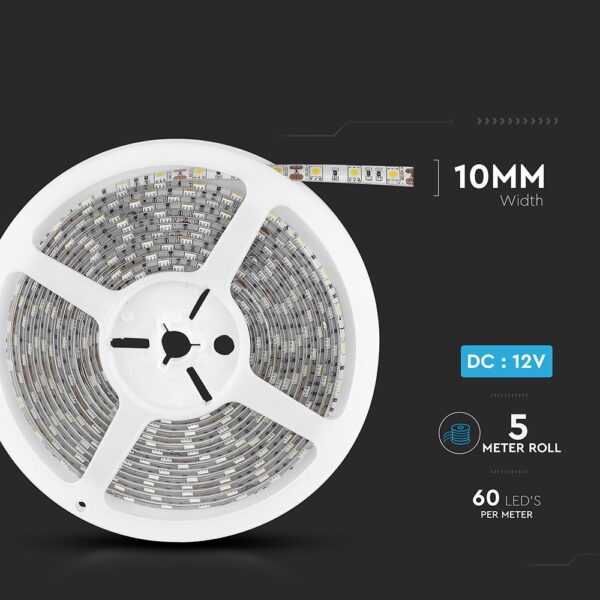 LED Ταινία 11W V-TAC Dimmable 900lm/m Αδιάβροχη IP65 Θερμό Λευκό 3000K 5 Μέτρα – 212149