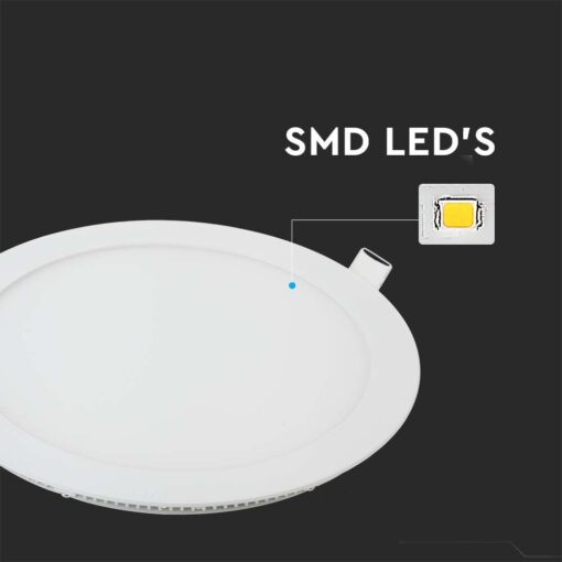 LED Πάνελ Στρογγυλό 6W V-TAC 120° 490lm Ø120 Θερμό 3000K – 214854