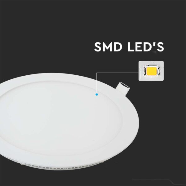 LED Πάνελ Στρογγυλό 6W V-TAC 120° 490lm Ø120 Θερμό 3000K – 214854