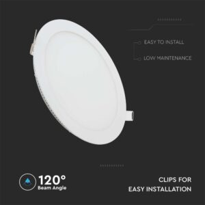 LED Πάνελ Στρογγυλό 6W V-TAC 120° 490lm Ø120 Θερμό 3000K – 214854