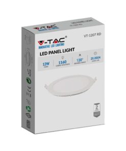 LED Πάνελ Στρογγυλό 12W V-TAC 120° 1160lm Ø170 Θερμό 3000K – 214857