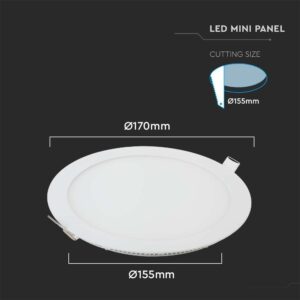 LED Πάνελ Στρογγυλό 12W V-TAC 120° 1160lm Ø170 Θερμό 3000K – 214857