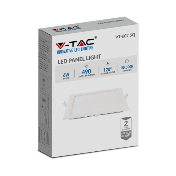 LED Πάνελ Τετράγωνο Χωνευτό 6W V-TAC 6400K – 214865
