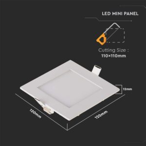 LED Πάνελ Τετράγωνο Χωνευτό 6W V-TAC 6400K – 214865