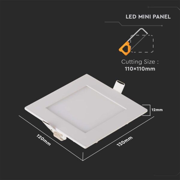 LED Πάνελ Τετράγωνο Χωνευτό 6W V-TAC 6400K – 214865