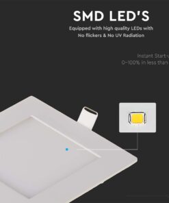 LED Πάνελ Τετράγωνο Χωνευτό 6W V-TAC 6400K – 214865