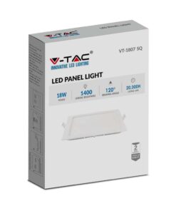 LED Πάνελ Τετράγωνο Χωνευτό 18W V-TAC 120° 1400lm 22.5X22.5cm Θερμό 3000K – 214869