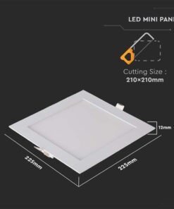 LED Πάνελ Τετράγωνο Χωνευτό 18W V-TAC 120° 1400lm 22.5X22.5cm Θερμό 3000K – 214869