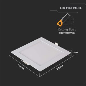 LED Πάνελ Τετράγωνο Χωνευτό 18W V-TAC 120° 1400lm 22.5X22.5cm Θερμό 3000K – 214869