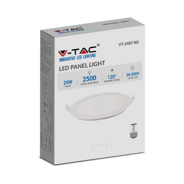 LED Πάνελ Στρογγυλό 24W V-TAC Θερμό Λευκό 3000K – 214872