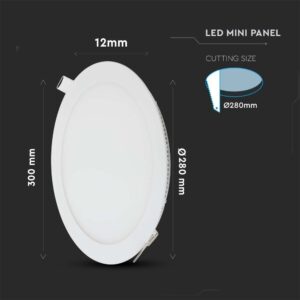 LED Πάνελ Στρογγυλό 24W V-TAC Θερμό Λευκό 3000K – 214872