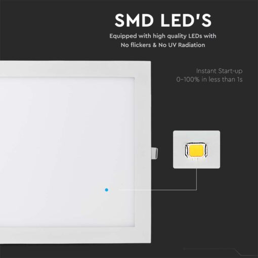LED Πάνελ Τετράγωνο Χωνευτό 24W 30x30cm V-TAC 2500lm Ψυχρό Λευκό 6400K – 214889