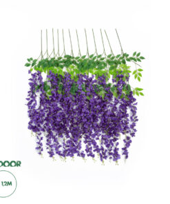 GloboStar® Artificial Garden VIOLET WISTERIA FLOWER BRANCH 21509 Σετ 12 Τεχνητά Διακοσμητικά κλαδιά Βιστέριας Βιολετί Φ45 x Υ120cm