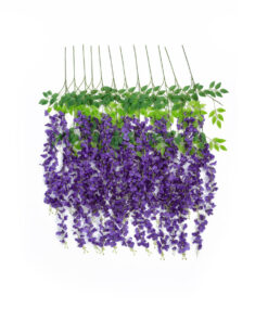 GloboStar® Artificial Garden VIOLET WISTERIA FLOWER BRANCH 21509 Σετ 12 Τεχνητά Διακοσμητικά κλαδιά Βιστέριας Βιολετί Φ45 x Υ120cm