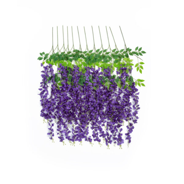 GloboStar® Artificial Garden VIOLET WISTERIA FLOWER BRANCH 21509 Σετ 12 Τεχνητά Διακοσμητικά κλαδιά Βιστέριας Βιολετί Φ45 x Υ120cm