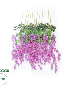GloboStar® Artificial Garden PURPLE WISTERIA FLOWER BRANCH 21510 Σετ 12 Τεχνητά Διακοσμητικά κλαδιά Βιστέριας Μωβ Φ45 x Υ120cm