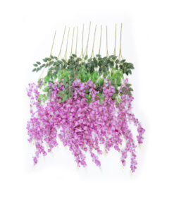 GloboStar® Artificial Garden PURPLE WISTERIA FLOWER BRANCH 21510 Σετ 12 Τεχνητά Διακοσμητικά κλαδιά Βιστέριας Μωβ Φ45 x Υ120cm