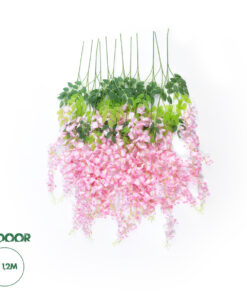 GloboStar® Artificial Garden PALE PINK WISTERIA FLOWER BRANCH 21511 Σετ 12 Τεχνητά Διακοσμητικά κλαδιά Βιστέριας Απαλό Ροζ Φ45 x Υ120cm