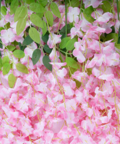 GloboStar® Artificial Garden PALE PINK WISTERIA FLOWER BRANCH 21511 Σετ 12 Τεχνητά Διακοσμητικά κλαδιά Βιστέριας Απαλό Ροζ Φ45 x Υ120cm
