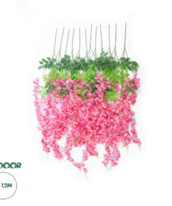 GloboStar® Artificial Garden HOT PINK WISTERIA FLOWER BRANCH 21512 Σετ 12 Τεχνητά Διακοσμητικά κλαδιά Βιστέριας Έντονο Ροζ Φ45 x Υ120cm