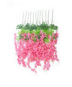 GloboStar® Artificial Garden HOT PINK WISTERIA FLOWER BRANCH 21512 Σετ 12 Τεχνητά Διακοσμητικά κλαδιά Βιστέριας Έντονο Ροζ Φ45 x Υ120cm