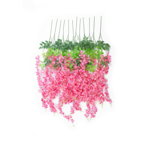 GloboStar® Artificial Garden HOT PINK WISTERIA FLOWER BRANCH 21512 Σετ 12 Τεχνητά Διακοσμητικά κλαδιά Βιστέριας Έντονο Ροζ Φ45 x Υ120cm