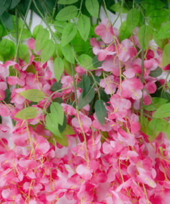 GloboStar® Artificial Garden HOT PINK WISTERIA FLOWER BRANCH 21512 Σετ 12 Τεχνητά Διακοσμητικά κλαδιά Βιστέριας Έντονο Ροζ Φ45 x Υ120cm