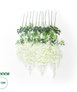 GloboStar® Artificial Garden WHITE WISTERIA FLOWER BRANCH 21513 Σετ 12 Τεχνητά Διακοσμητικά κλαδιά Βιστέριας Λευκό Φ45 x Υ120cm