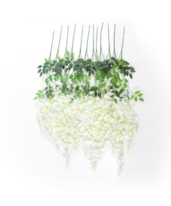 GloboStar® Artificial Garden WHITE WISTERIA FLOWER BRANCH 21513 Σετ 12 Τεχνητά Διακοσμητικά κλαδιά Βιστέριας Λευκό Φ45 x Υ120cm