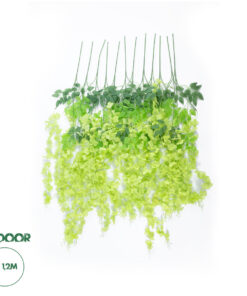 GloboStar® Artificial Garden GREEN WISTERIA FLOWER BRANCH 21514 Σετ 12 Τεχνητά Διακοσμητικά κλαδιά Βιστέριας Πράσινο Φ45 x Υ120cm