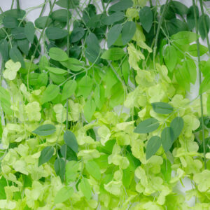 GloboStar® Artificial Garden GREEN WISTERIA FLOWER BRANCH 21514 Σετ 12 Τεχνητά Διακοσμητικά κλαδιά Βιστέριας Πράσινο Φ45 x Υ120cm