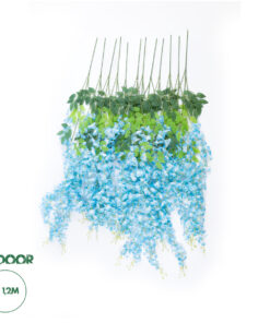 GloboStar® Artificial Garden BLUE WISTERIA FLOWER BRANCH 21515 Σετ 12 Τεχνητά Διακοσμητικά κλαδιά Βιστέριας Μπλέ Φ45 x Υ120cm